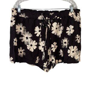 Madewell Womens Black White Floral Shorts High Rise Front Tie Size XL